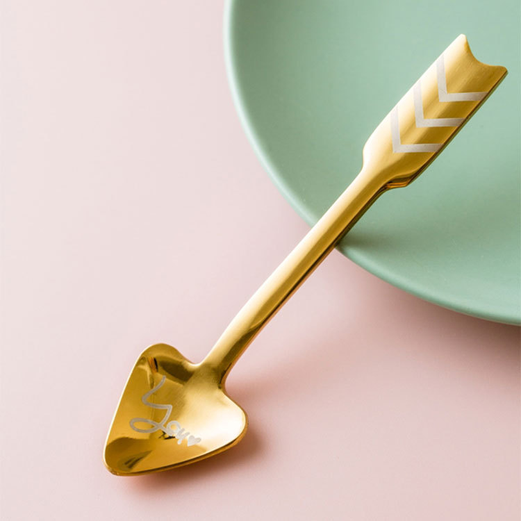 Exquisite Creative Gold and Silver Plated Love Heart Bow Tie Stainless Steel Coffee Spoon Stirring Spoon Dessert Spoon Milk Tea Yogurt Spoon