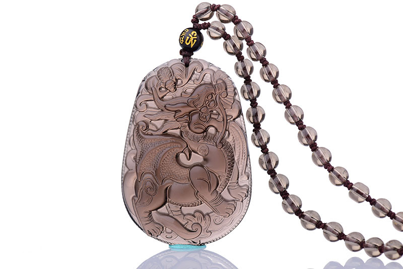 天然冰种黑曜石貔貅吊坠 冰曜飞天麒麟吊坠 男女项链麒麟挂坠挂件