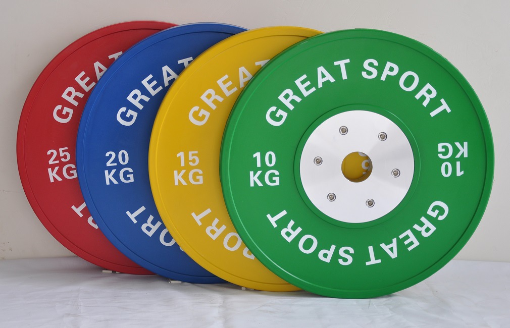 彩色比赛杠铃片 竞赛片 环保橡胶公差小适用于奥杆 可定制商标