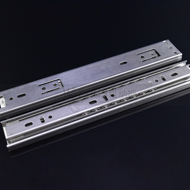 加厚不锈钢抽屉轨道三节缓冲滑轨加厚滑道阻尼三节轨静音导轨滑槽