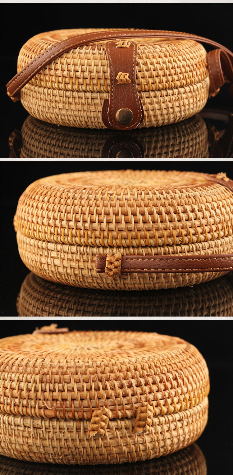 藤包越南秋藤编外贸女包 纯手工秋藤编织包网红收纳斜跨单肩包包