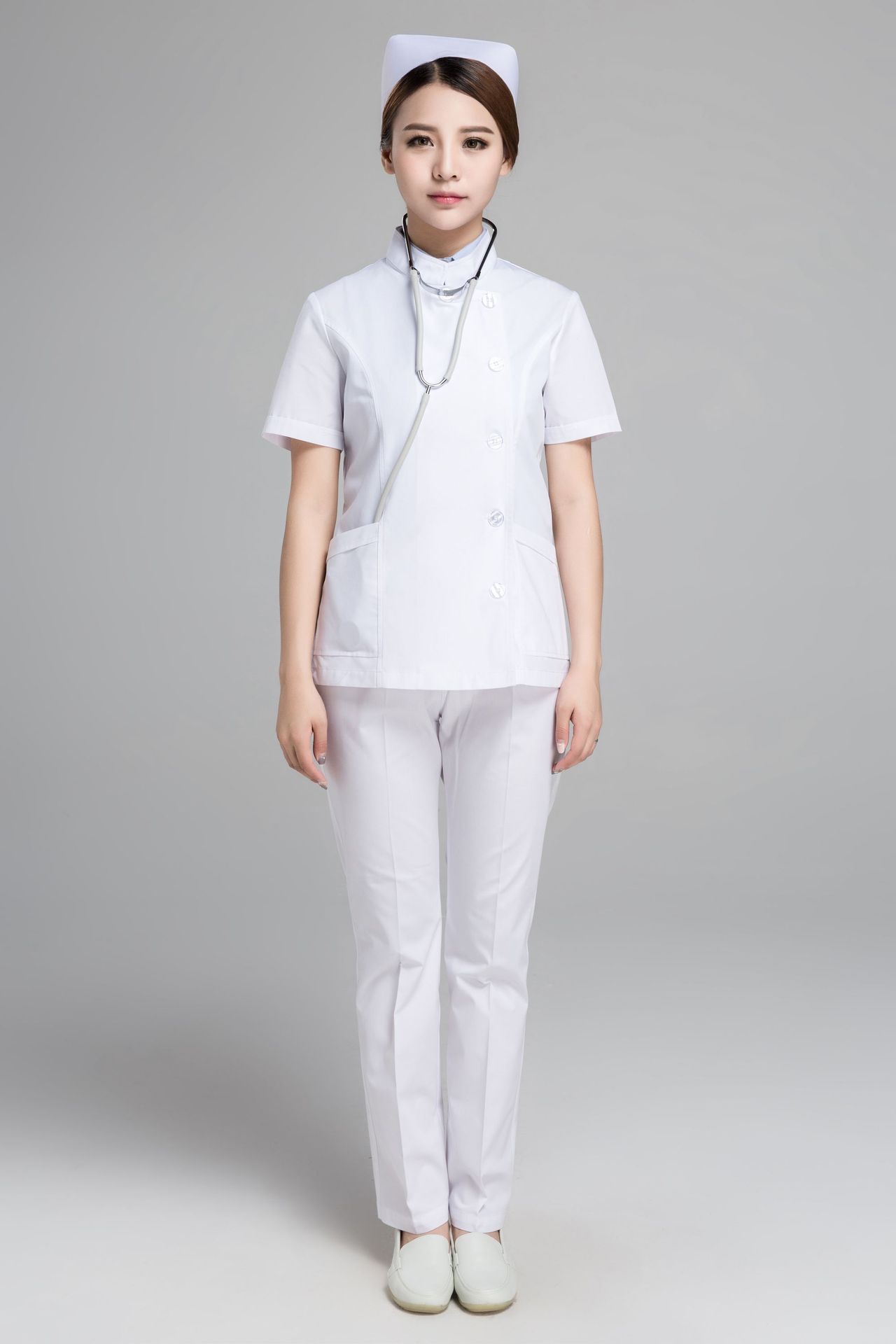 医院医生护士服白大褂药店牙科美容实验技师工作服女分体套装短袖