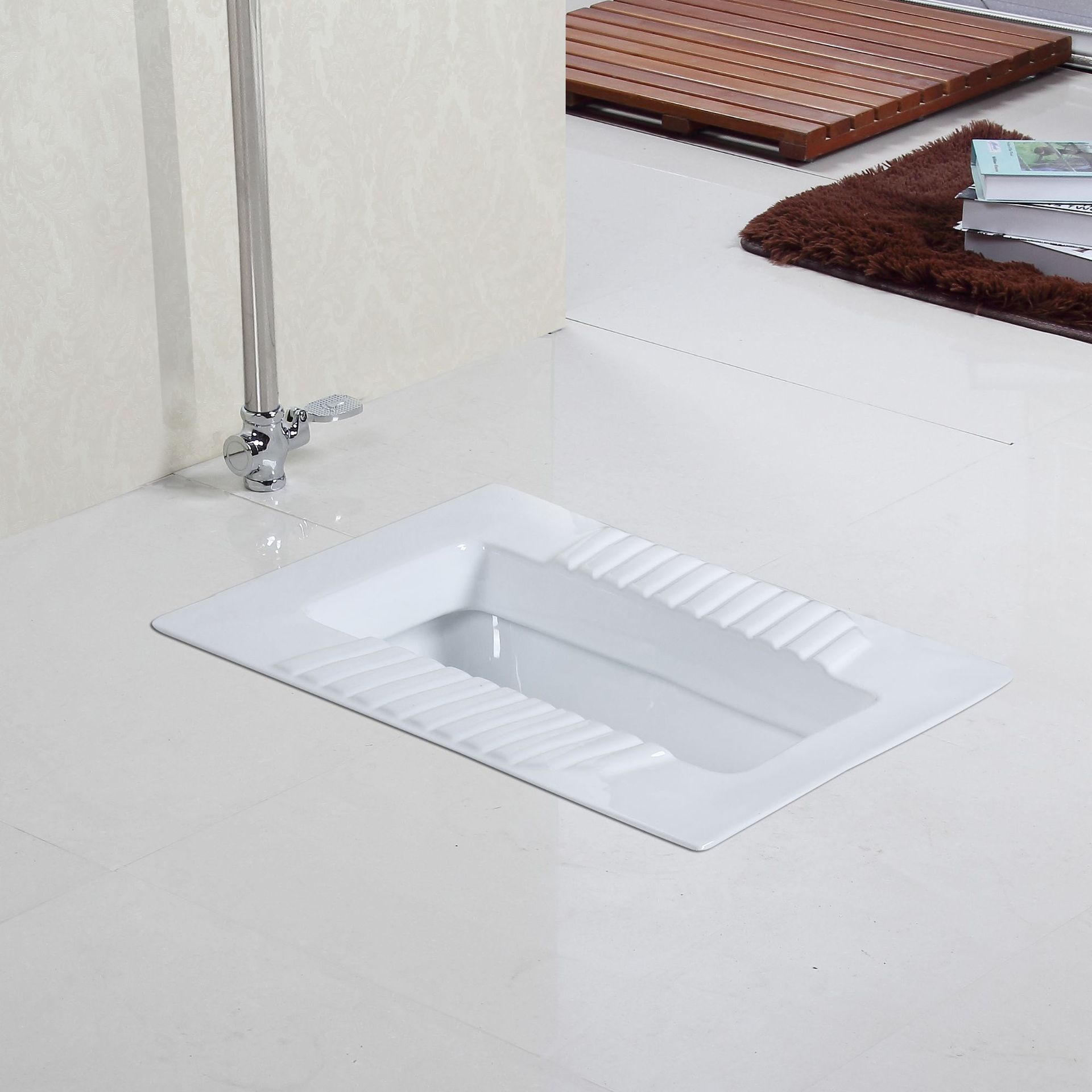 博达胜陶瓷蹲便器坑池工厂带盖板洁具大便器 不带存水弯管