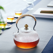 铜把提梁壶 耐热玻璃茶壶 电陶炉专用煮茶壶 日式锤纹烧水壶