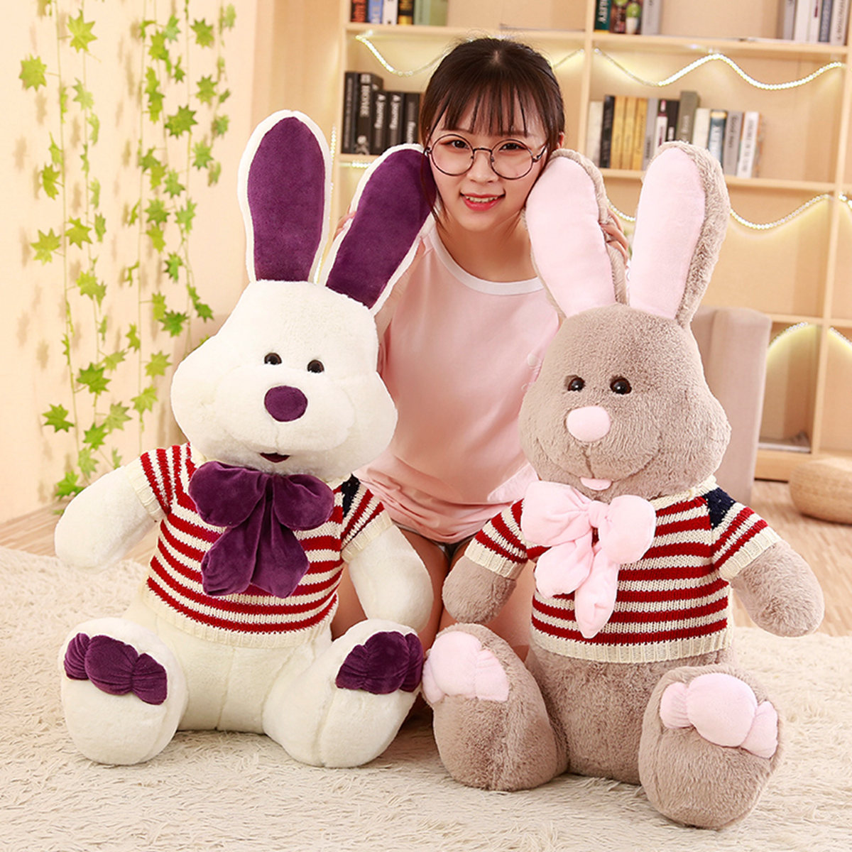仿兔毛毛衣兔子公仔毛绒玩具美国兔 小兔子乖乖儿童玩偶娃娃批发