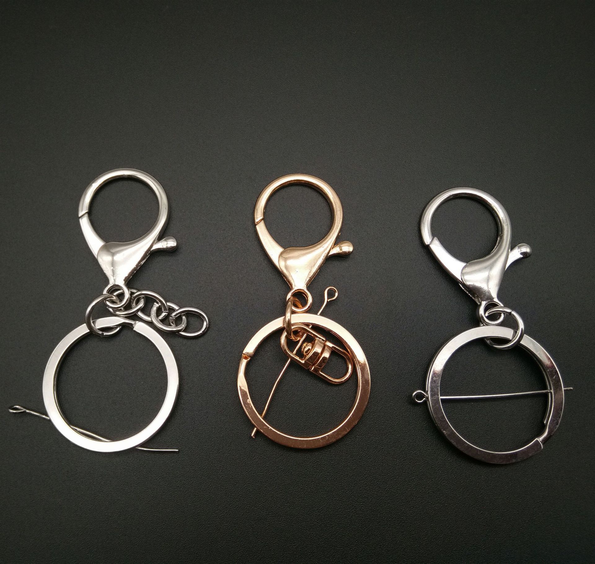 速卖通爆款diy金属龙虾扣钥匙圈链条三件套包包毛绒玩具挂件