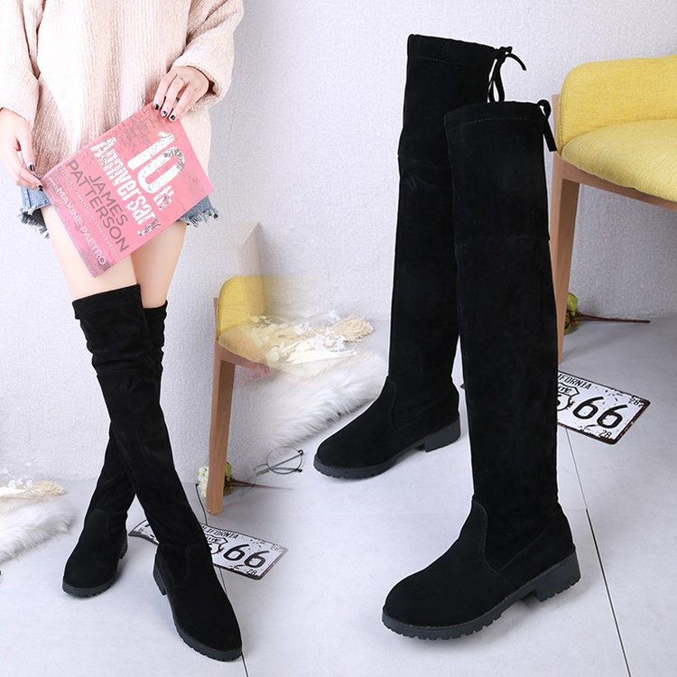 2022 New Autumn and Winter below the Knee Boots Women's Suede European and American High Heel Women's Shoes Slim plus Size Women's Boots in Stock