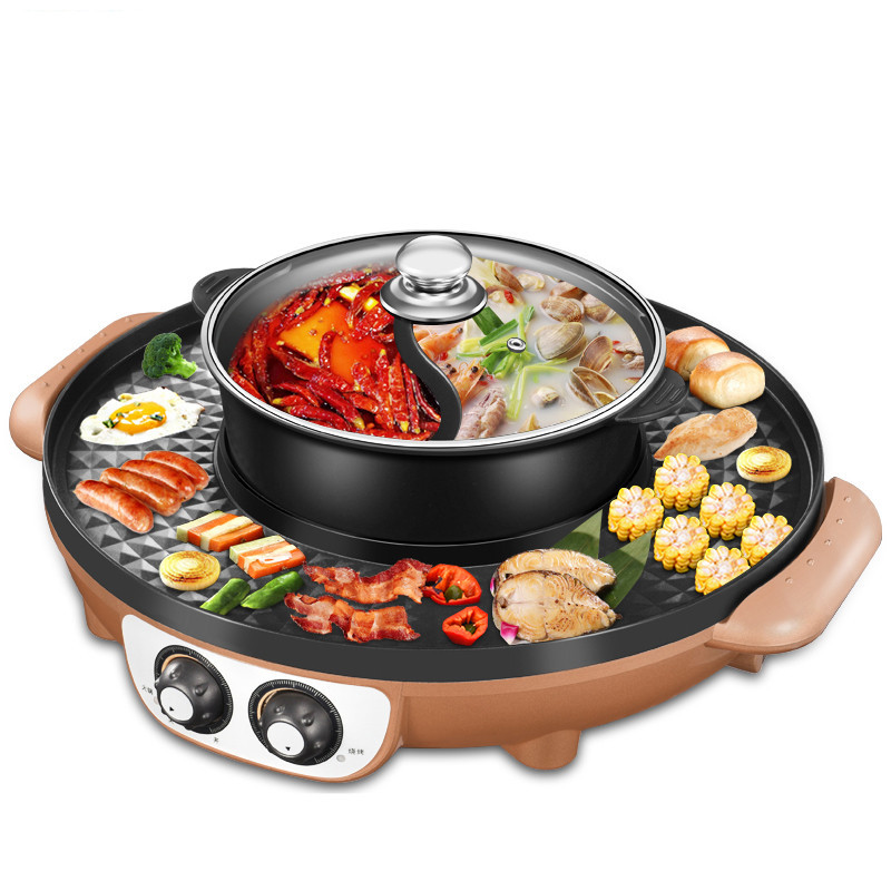 0成交6728件相似红双喜家用涮烤一体锅两用烤肉锅电火锅多功能电煎烤