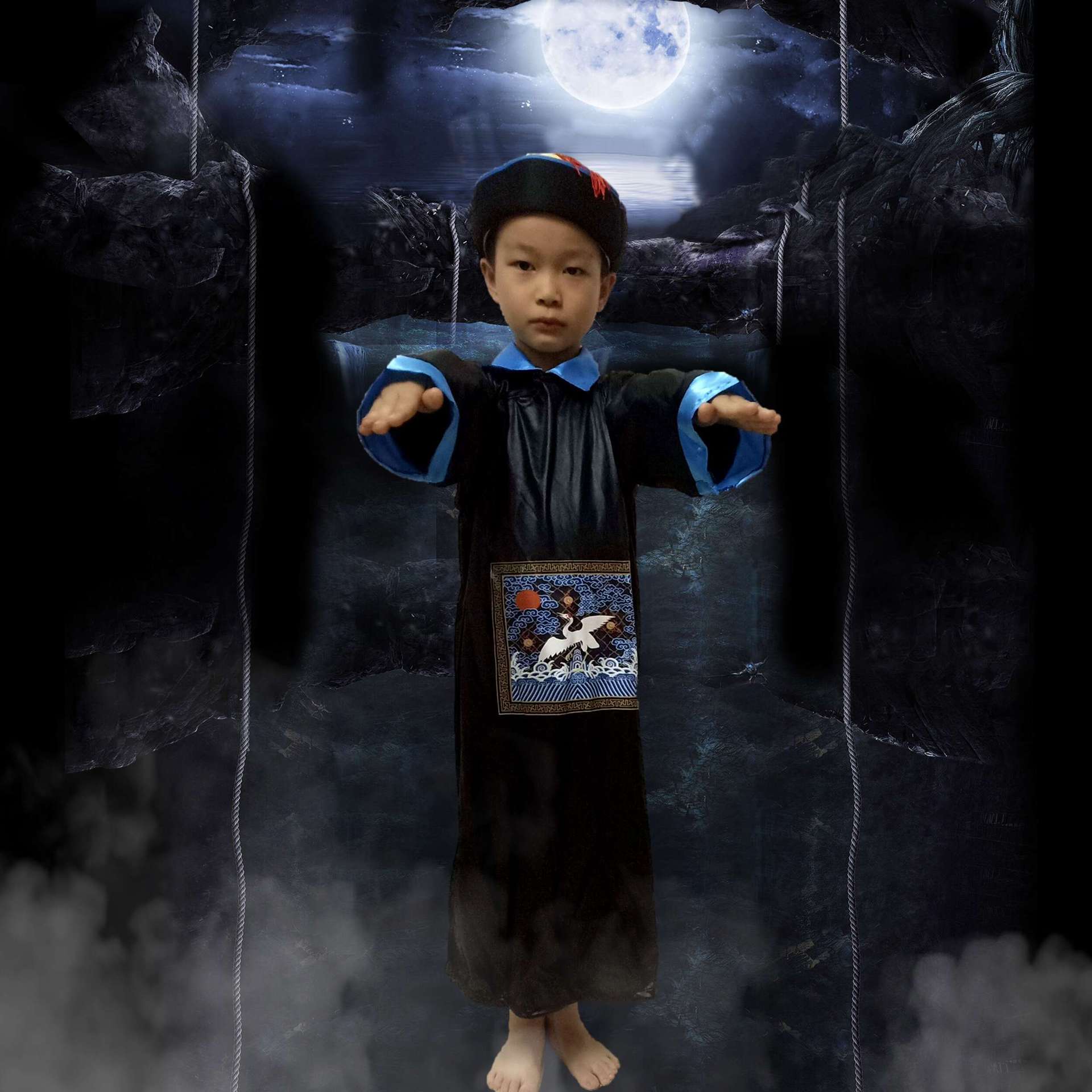 恐怖化妆舞会制服 清朝僵尸演出服成人万圣节化妆舞会表演服