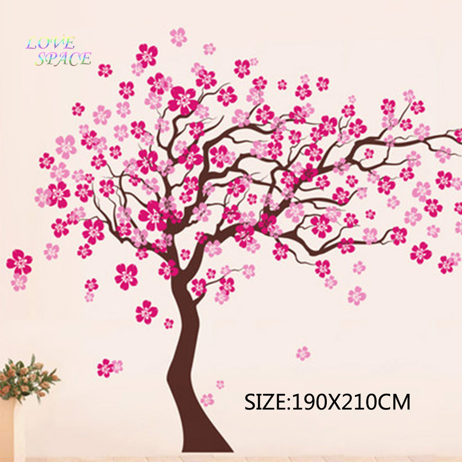 樱花树精雕贴纸儿童房幼儿园墙贴画树鸟花叶颜色可选装饰pvc墙纸
