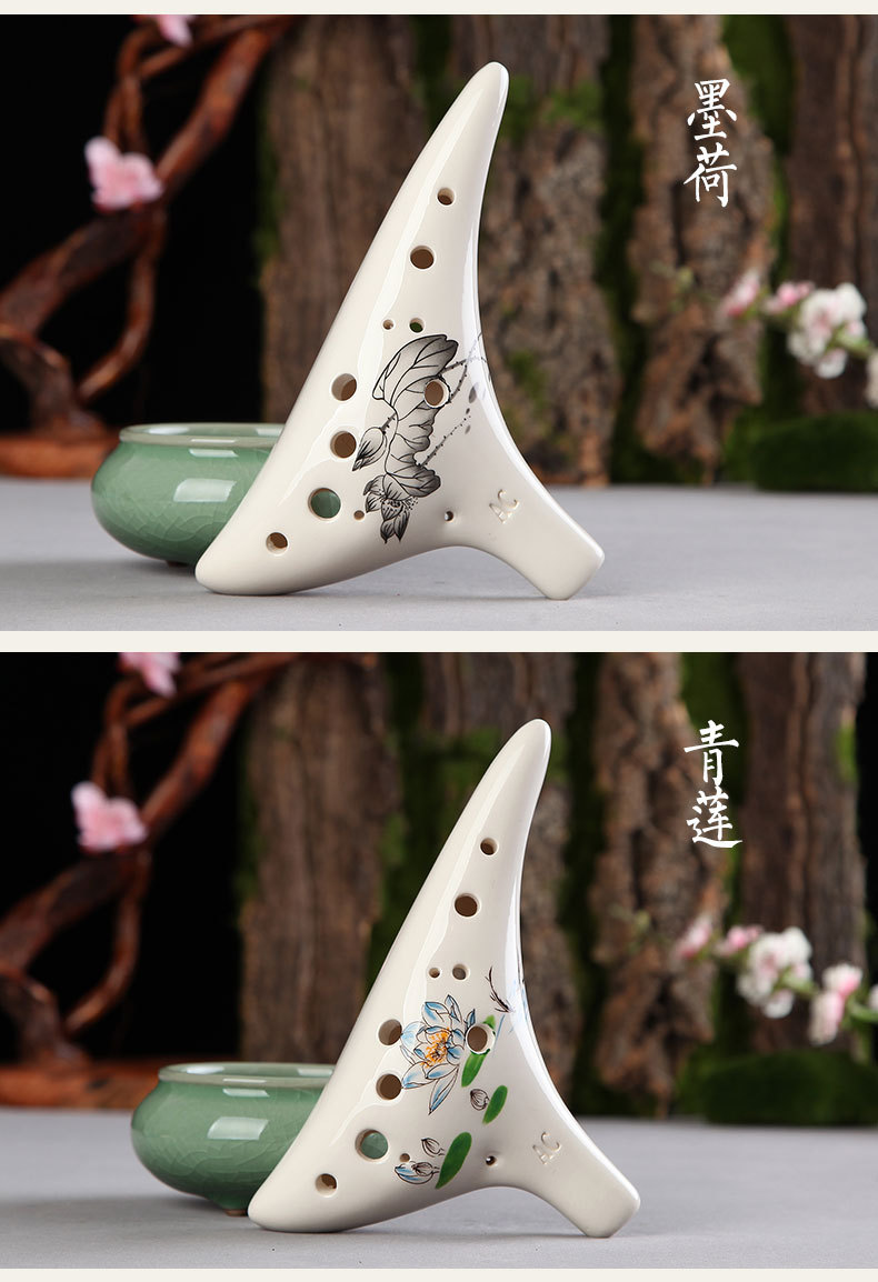 批发12孔中音c调加强型彩绘陶笛 12ac陶笛 学校教学用笛