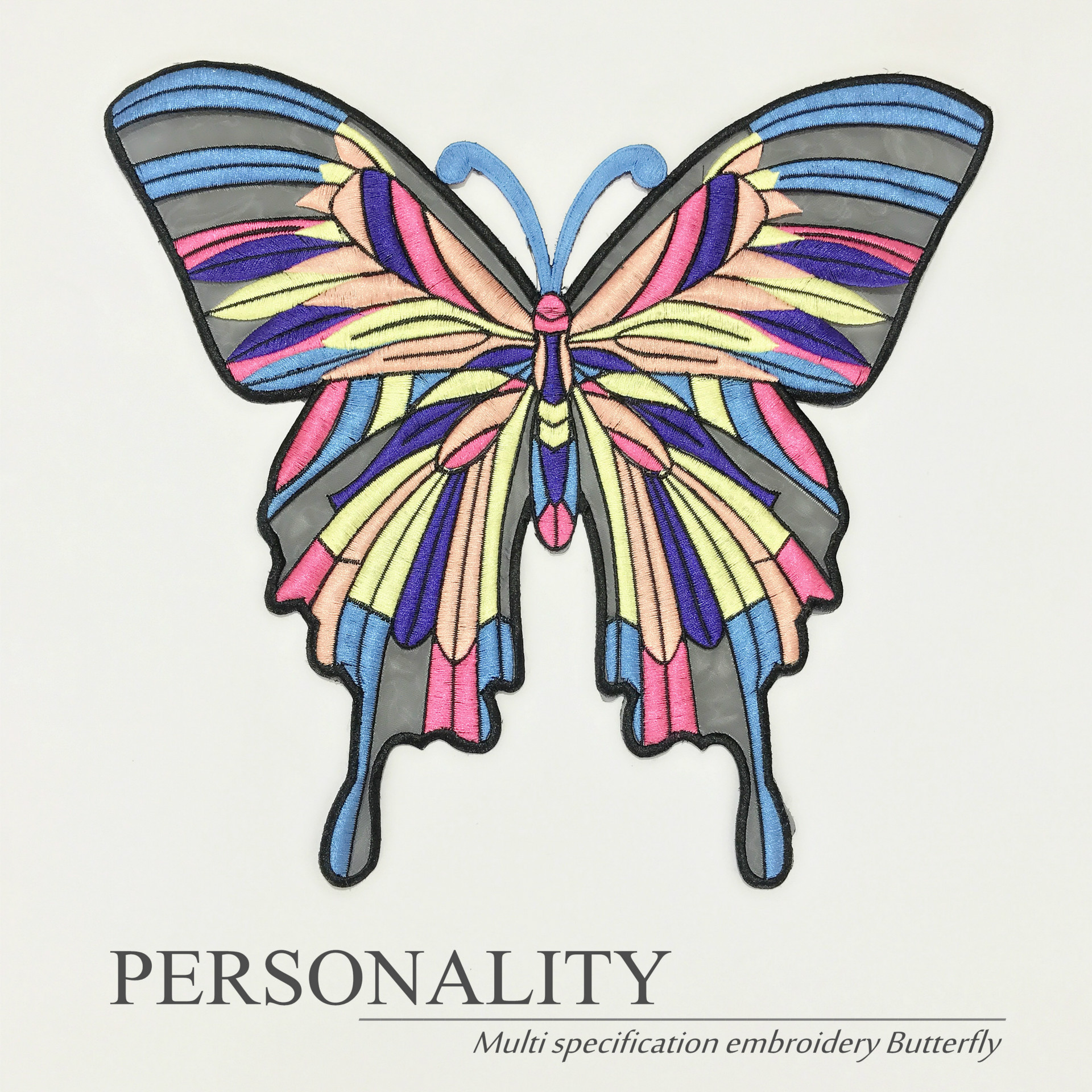 高端网纱蝴蝶绣花 刺绣布贴 百搭服装辅料补丁贴 车缝 电脑绣花