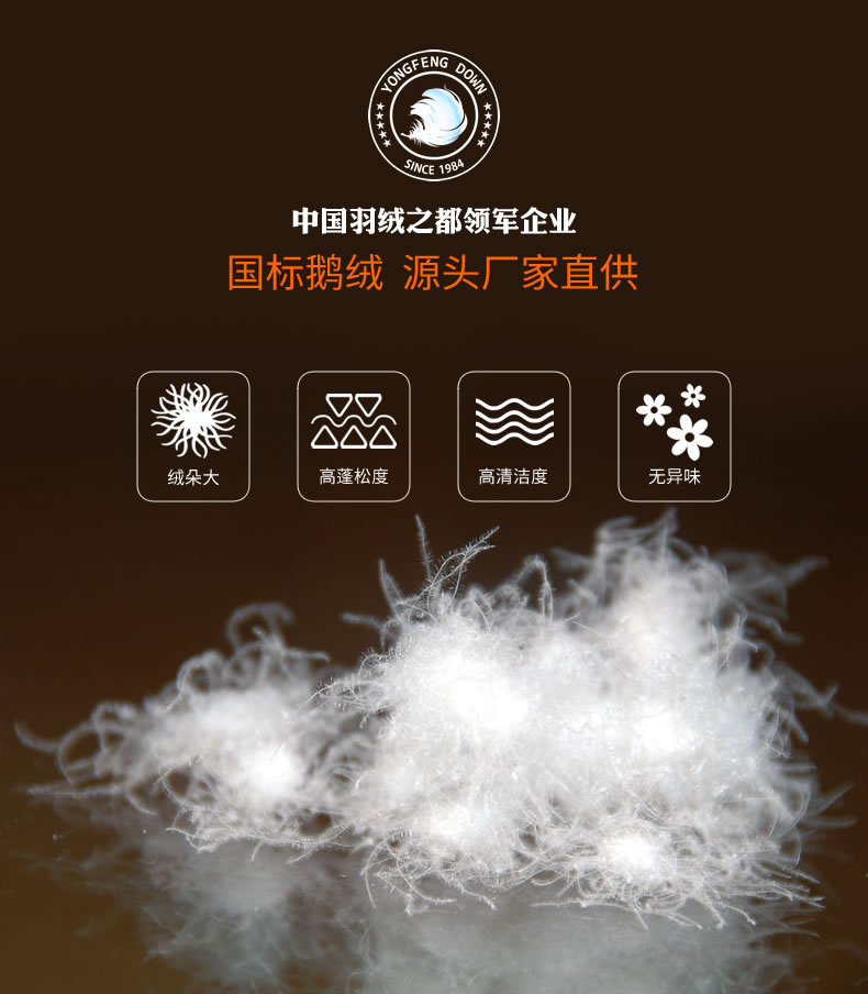 高端水洗羽绒 新国标95白鹅绒(普白 )服装标准
