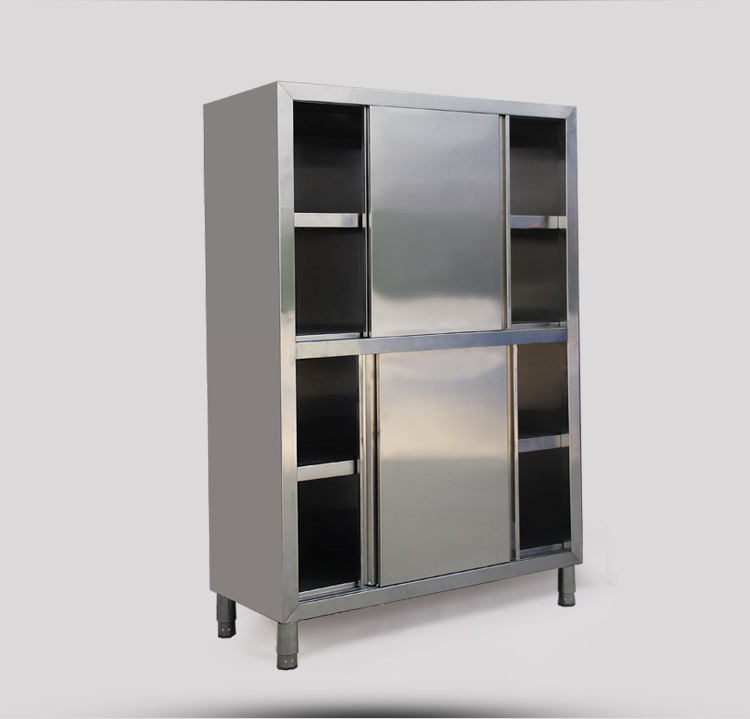 不锈钢食品橱保洁柜四门立柜拉门碗柜储物柜商用厨房储藏柜可定制
