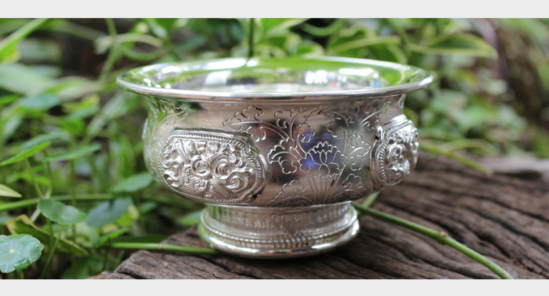 云南银 宝宝银碗99足银碗云南手工银餐具摆件家用婴儿满月礼物