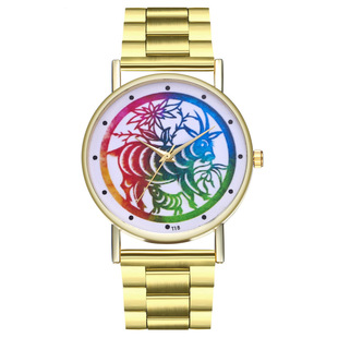 周连发中国十二生肖钢带女士男士手表生日结婚礼物时尚饰品t18-g