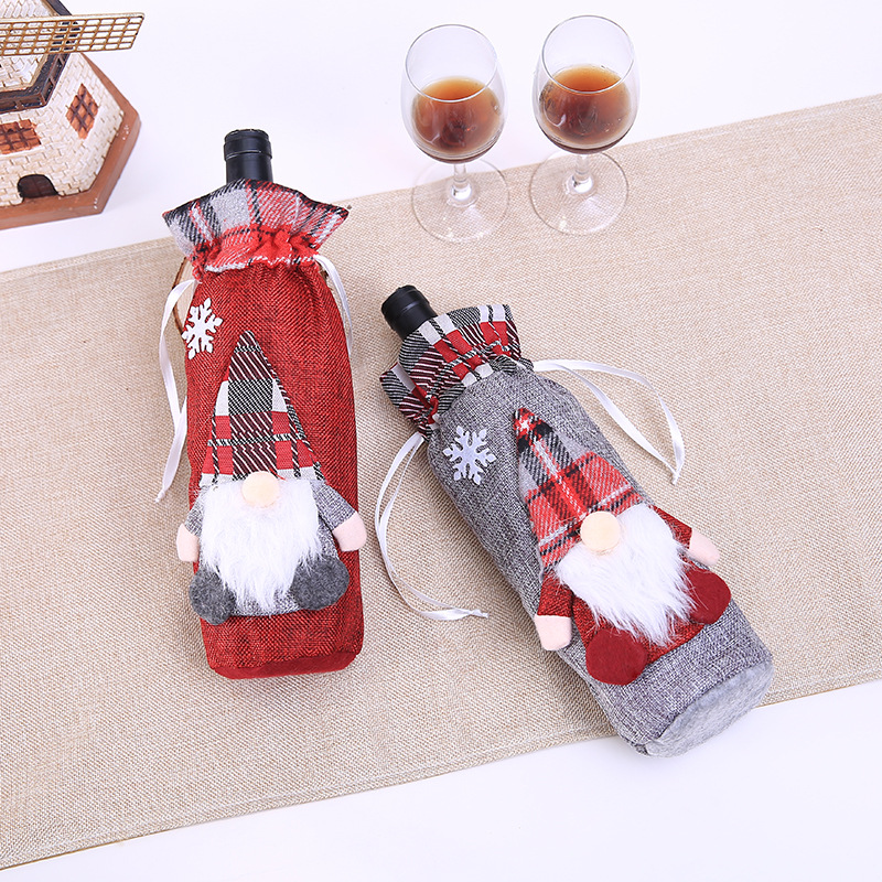 Christmas Holiday Decoration Supplies Forest Man Doll Wine Gift Box Champagne Bottle Cover Bar Restaurant Decoration Layout