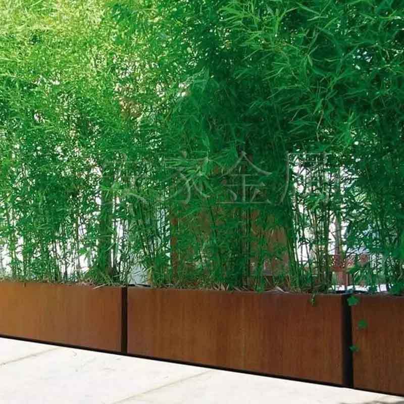 锈钢板种植池 公园大门口标志性建筑造型 红锈钢板工程加工安装