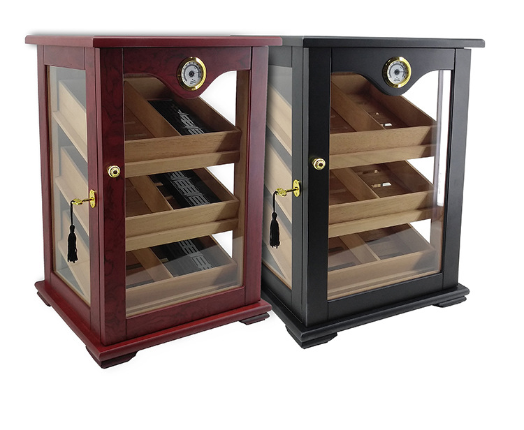 雪松木三抽雪茄柜大容量醇纯恒湿雪茄盒保湿高档哑光雪茄箱