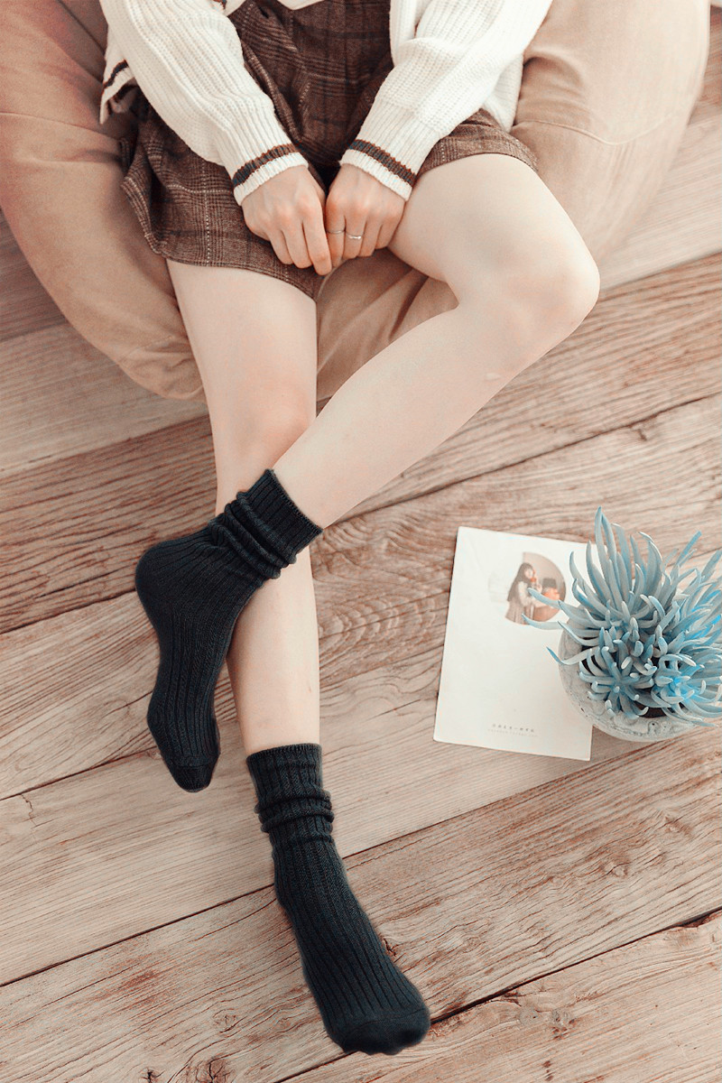 韩国秋冬复古堆堆袜纯棉袜短靴粗条原宿线袜搭中筒袜子女厂家批发