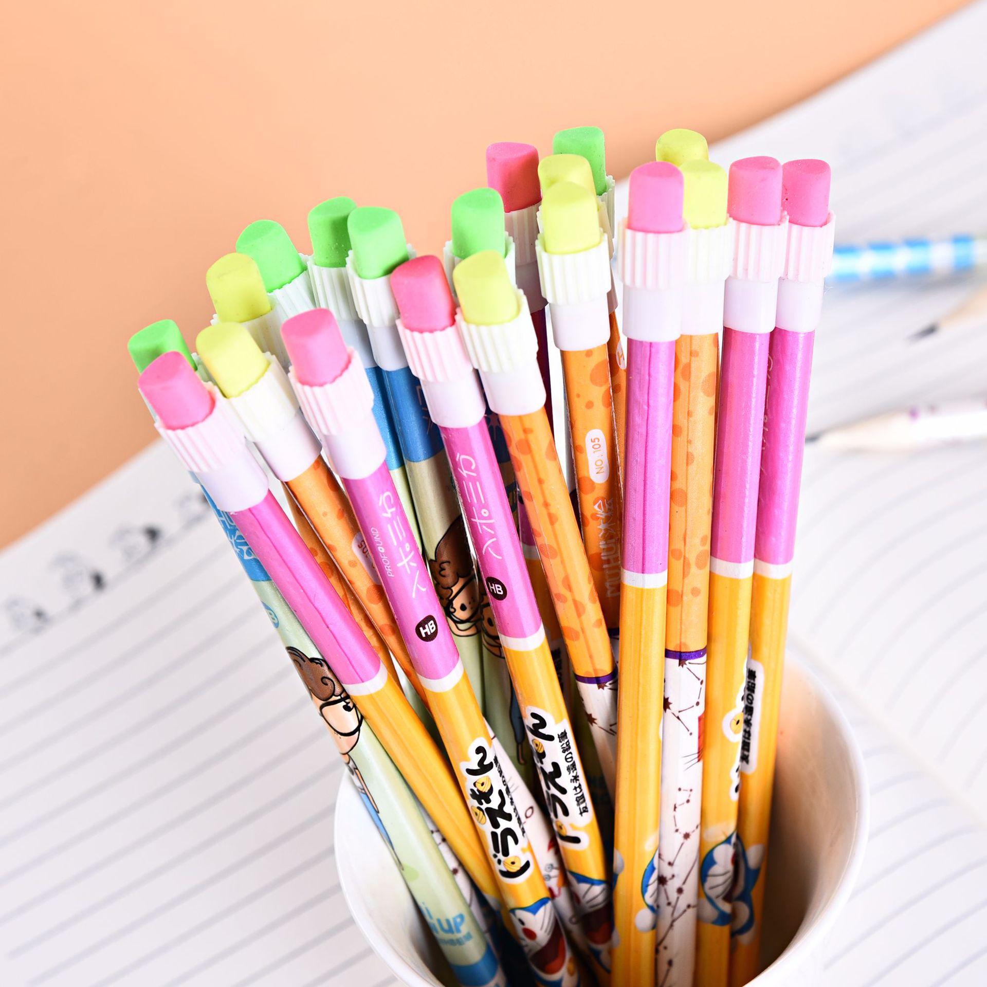 hb大皮头学生书写铅笔 卡通花杆带橡皮铅笔 环保无毒 厂家供应