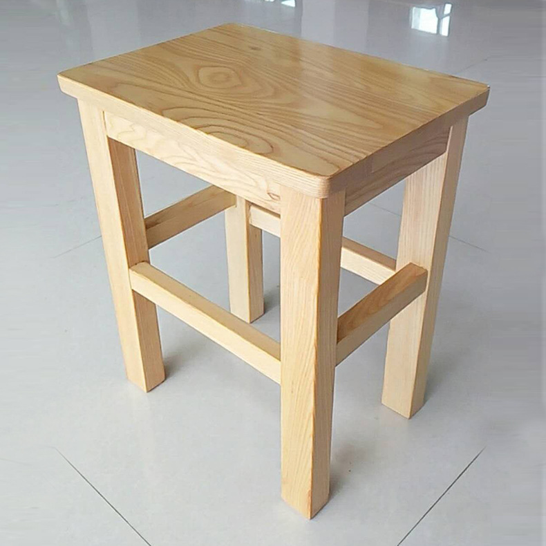 实木方凳 橡胶木学生凳子原木色简易四方凳学校培训机构耐摔凳子
