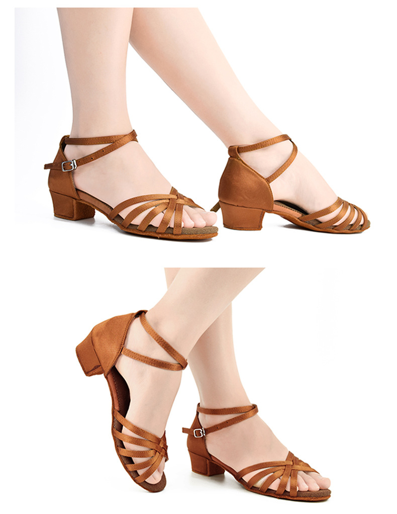 拉丁舞鞋儿童女孩低跟凉鞋舞蹈练功鞋女童跳舞恰恰舞鞋少儿拉丁鞋