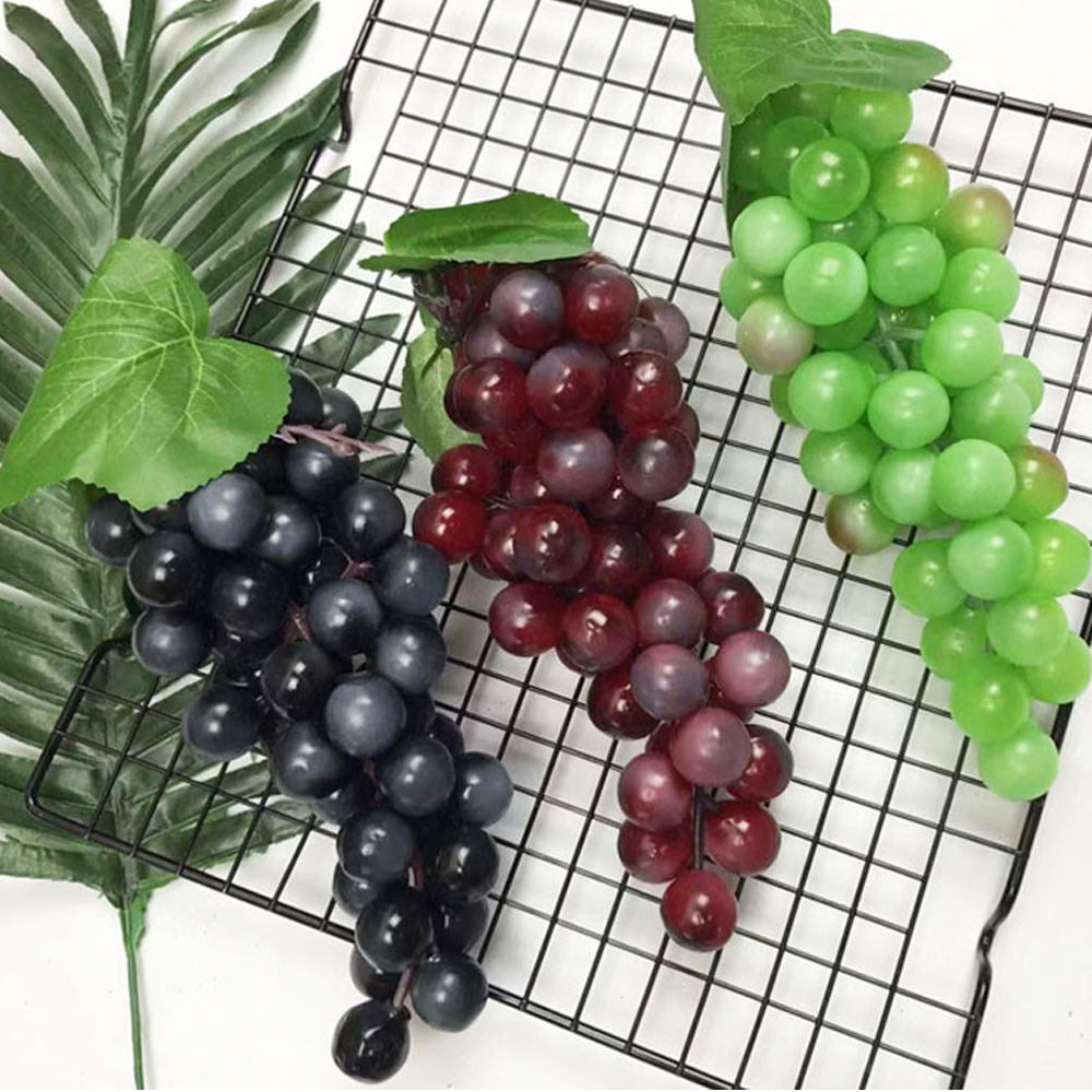 【厂家直销】仿真水果葡萄串塑胶假葡萄带霜提子拍摄道具藤条装饰