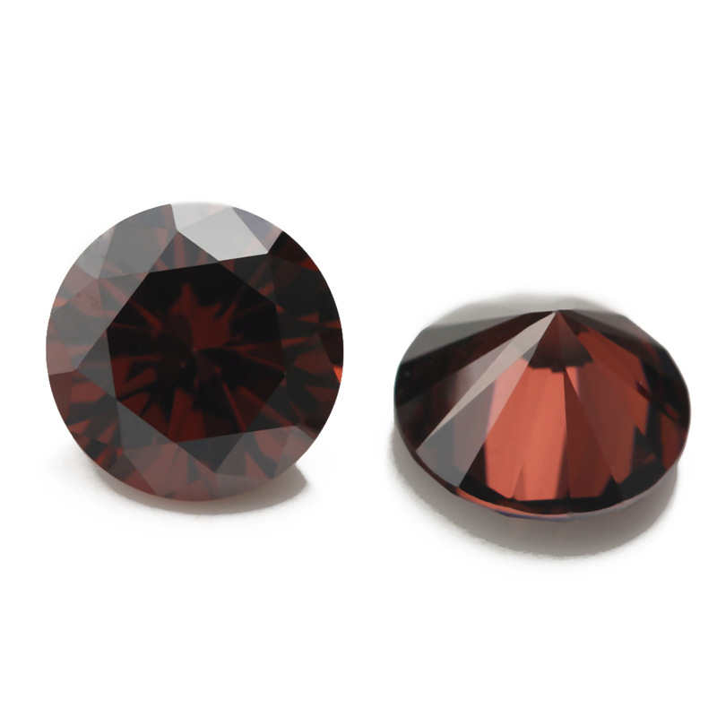 1~10mm 工厂价5a 锆石裸石 梧州人造宝石 吊坠主石 圆形 咖啡色