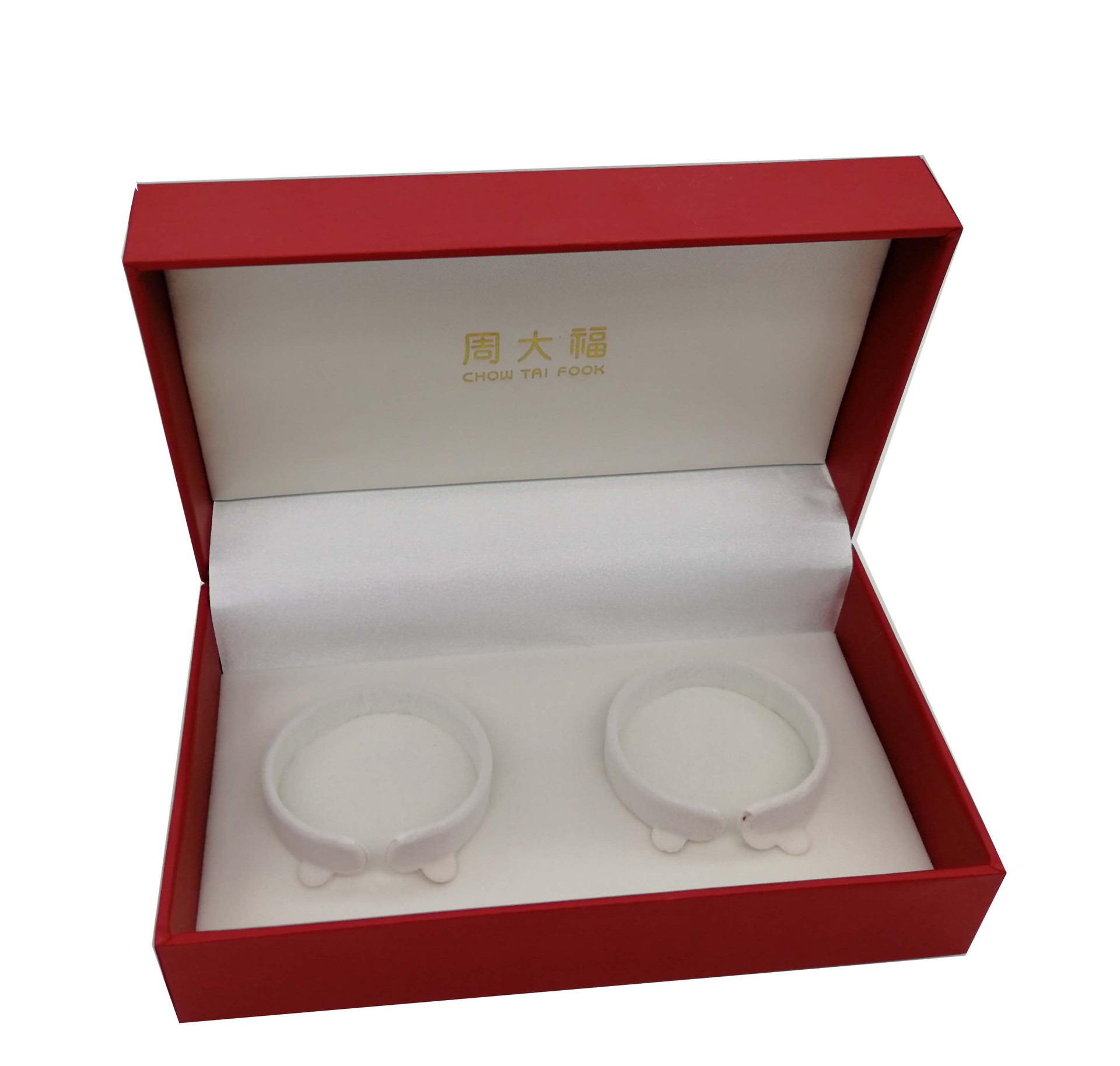 大福款黄金双手镯盒龙凤手镯盒手提袋保养卡