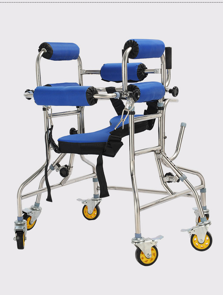 儿童六轮双腋助行器 脑瘫小孩学步车 偏瘫病人下肢助步站立架可坐