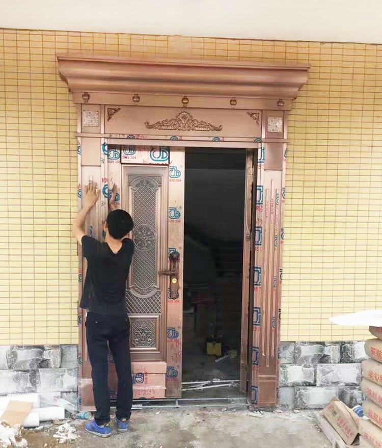 厂家定做304不锈钢罗马柱对开大门 别墅进户大门 防盗庭院会所门