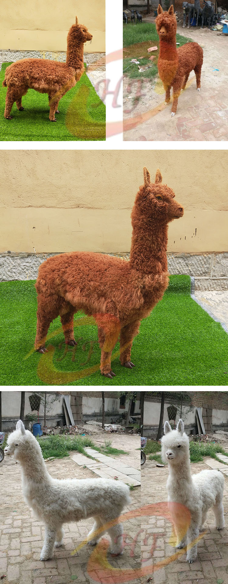 仿真羊驼工艺品模型创意家居草泥马展览装饰羊驼标本摆件