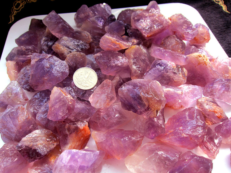 天然原矿天然紫水晶原矿 紫水晶原石摆件紫黄晶种花养鱼一斤