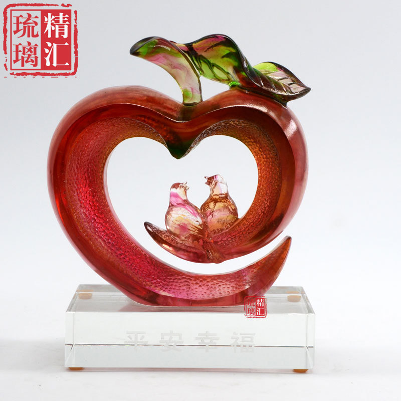 琉璃幸福如意鸳鸯结婚婚庆礼品礼物定制平安吉祥寓意工艺品摆件