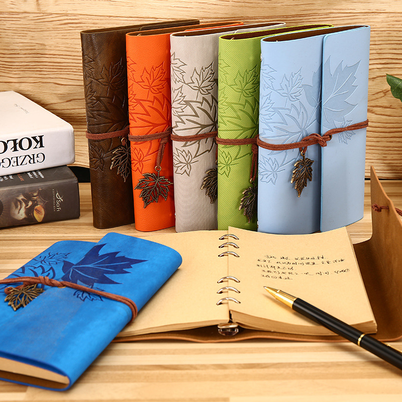 retro journal book imitation leather loose-leaf notebook custom logo portable be creative diary book good-looking new