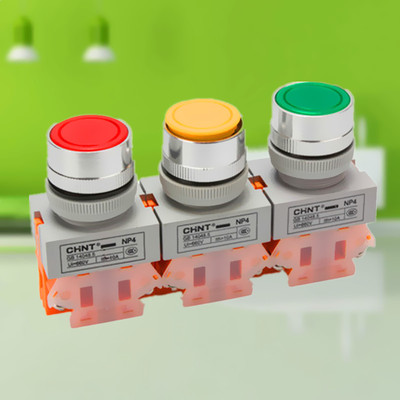 正泰按钮开关自复位np4-11bn平头按钮开关 复位开关按钮常开常闭