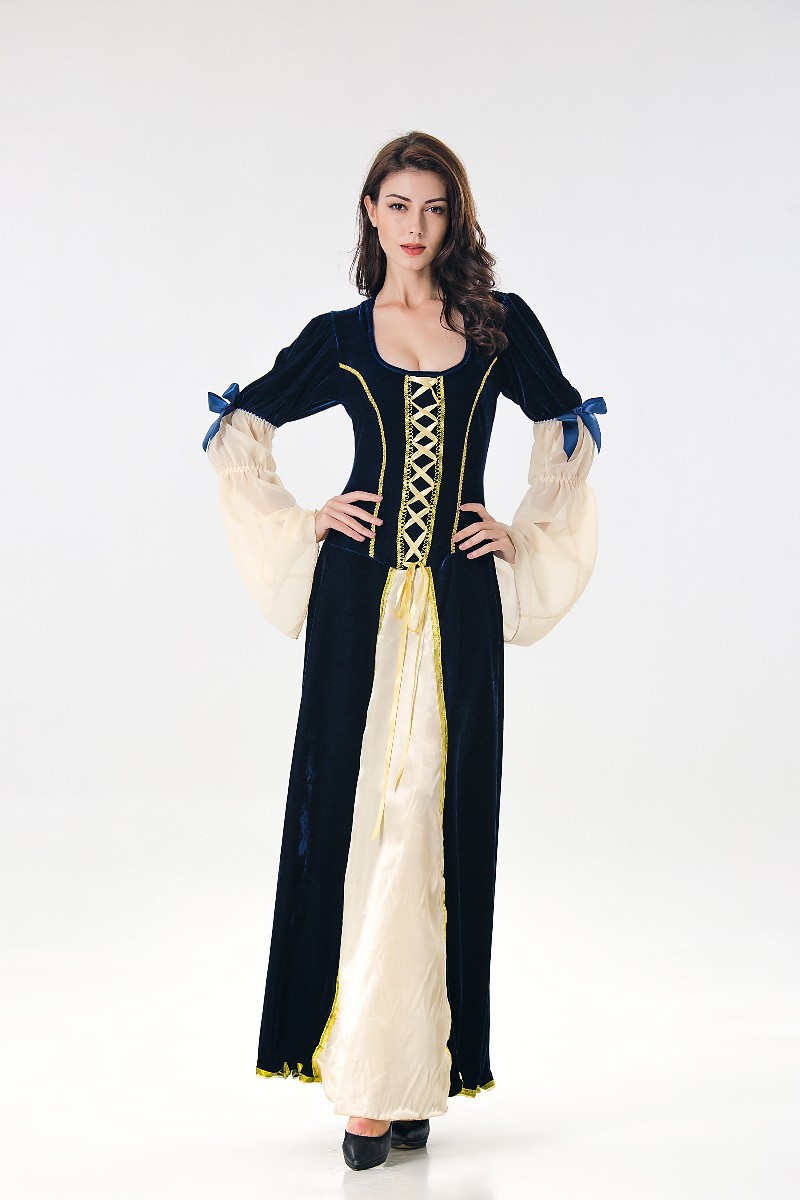 万圣节女王装 中世纪宫廷公主裙长裙角色扮演服装 舞台舞会演出服