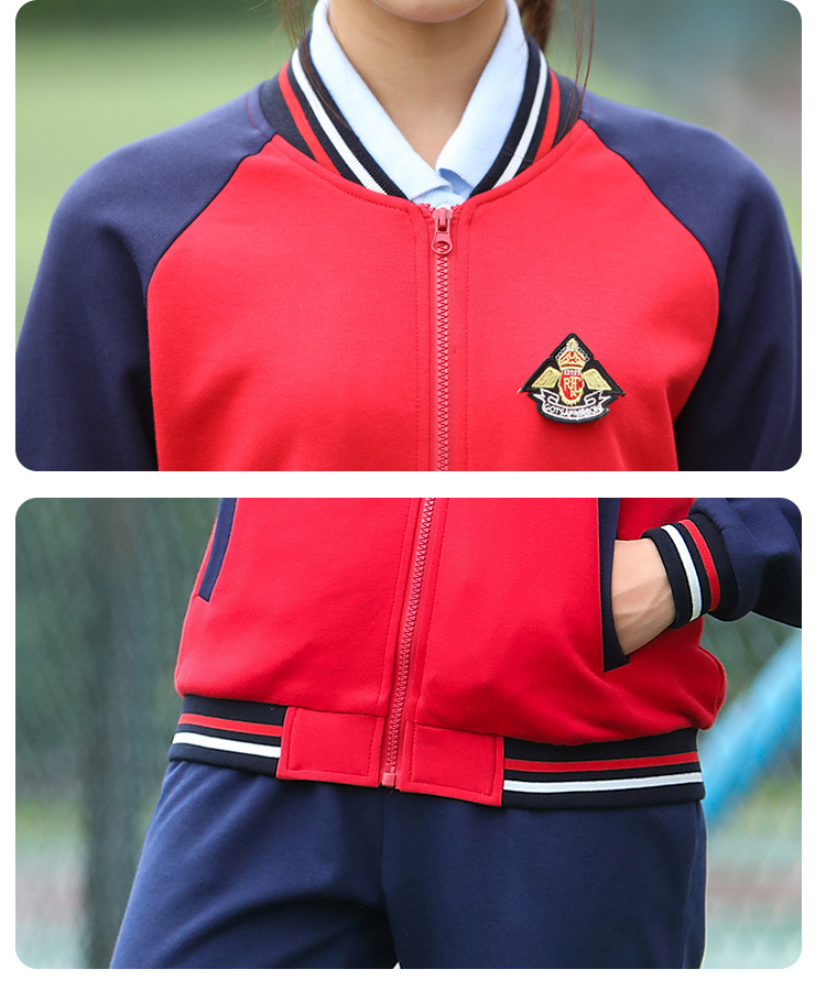 圆领棒球服运动服春秋季中学生校服班服长袖 初中高中学生校服女