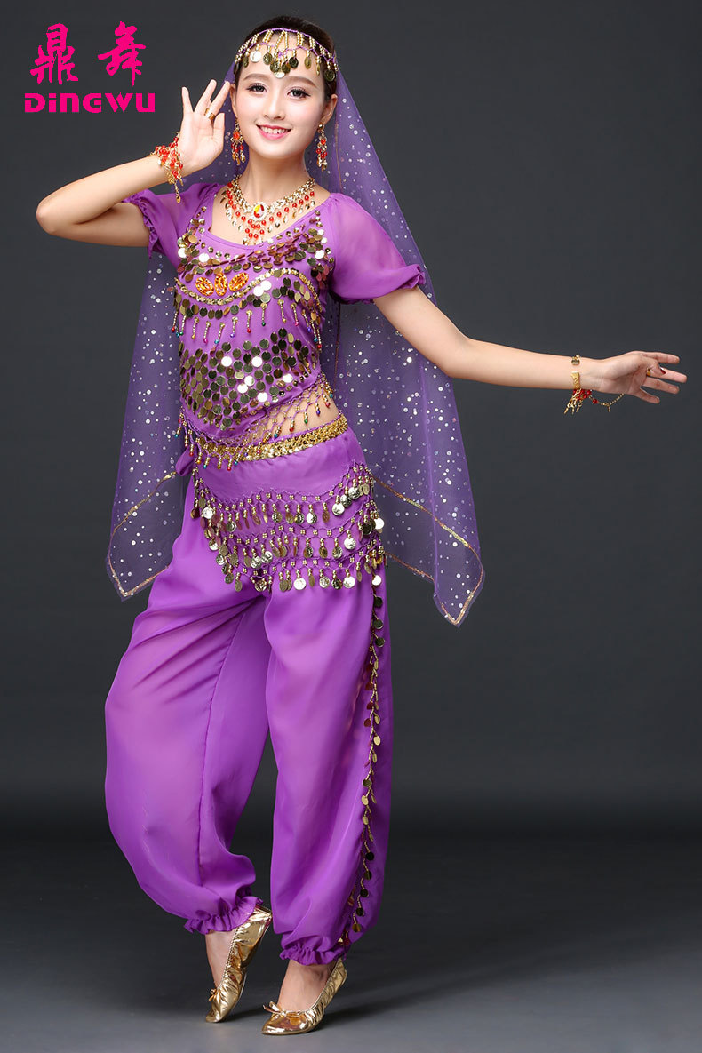 肚皮舞服装 民族舞蹈演出服套装 印度舞蹈天竺少女表演服短袖