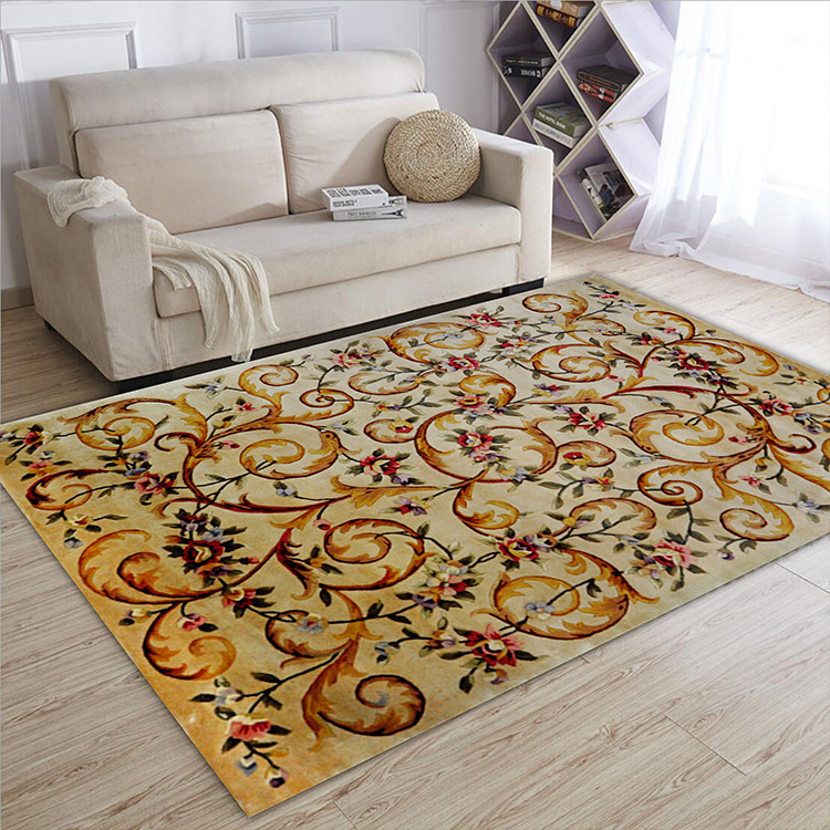 机织印花客厅地毯跨境批发北欧简约中式卧室防滑地毯可水洗可代发