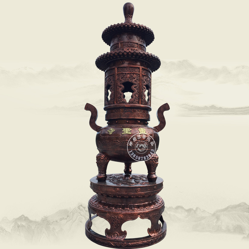 铸造佛教铜宝鼎 道教铸铁大宝鼎 道观七层宝鼎到温州禅相法器厂