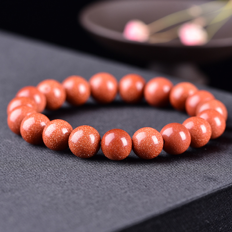 厂家直销天然金沙石单圈手链金砂石手串流行饰品男女款送朋友礼物