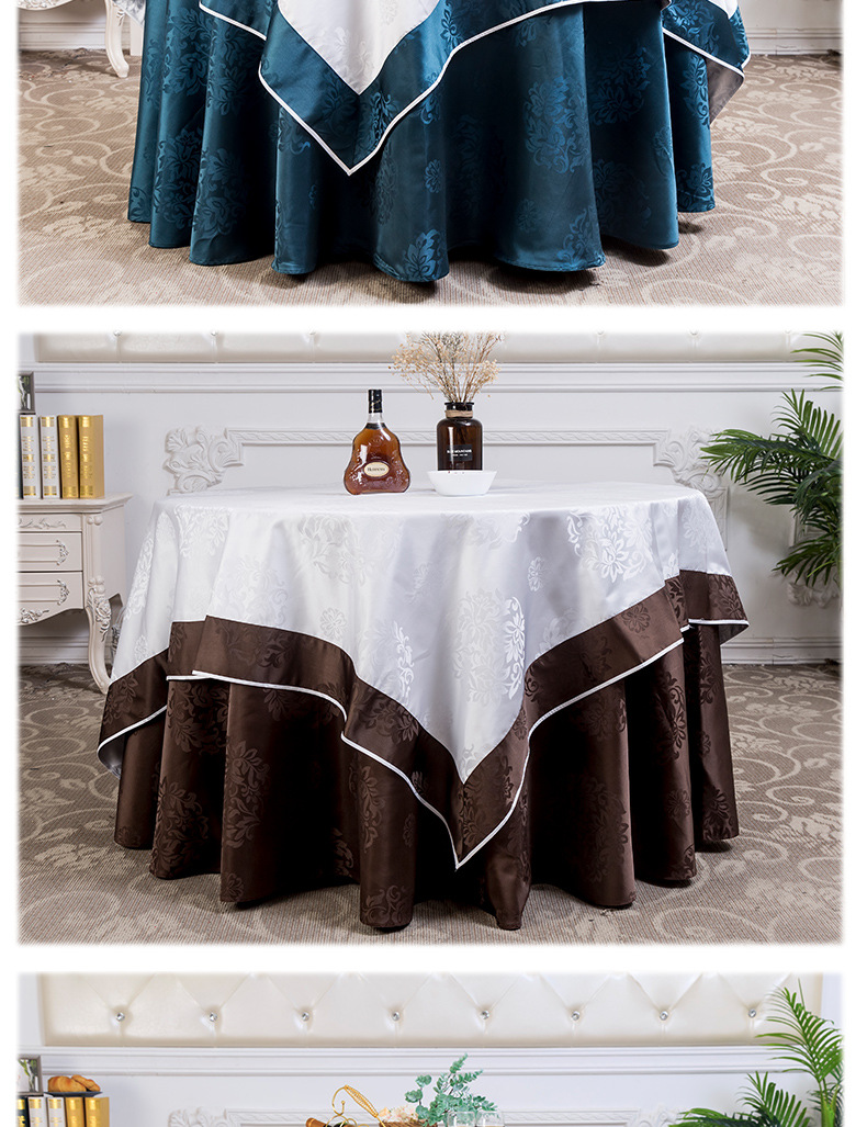 高档酒店大圆桌餐桌布饭店餐厅圆形台布定制欧式长方形家用桌布艺