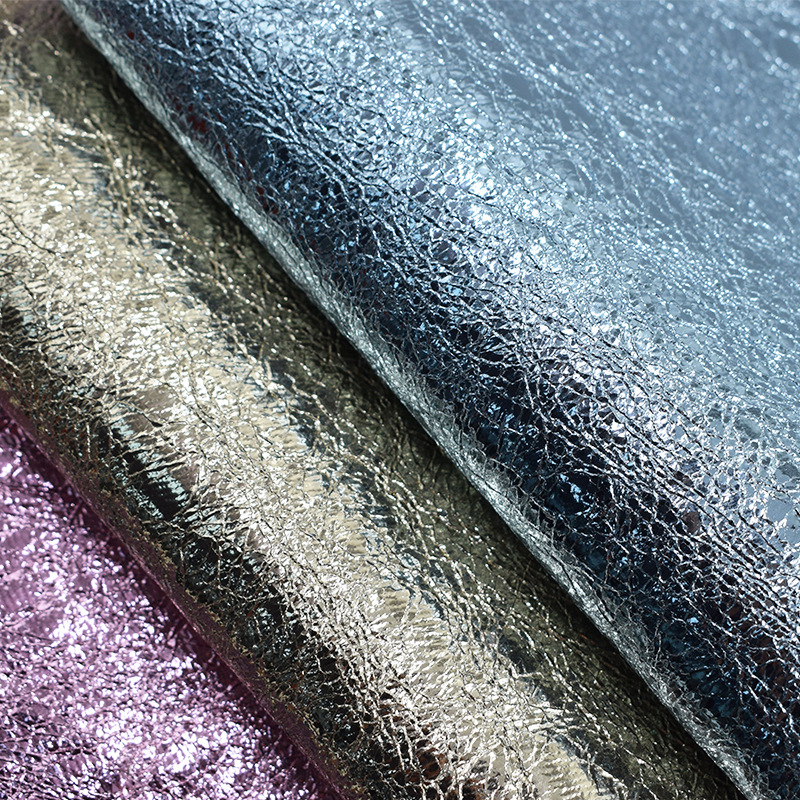 爆裂金属pu皮革爆裂纹烫金爆裂纹面料金色裂纹皮贴膜皮革