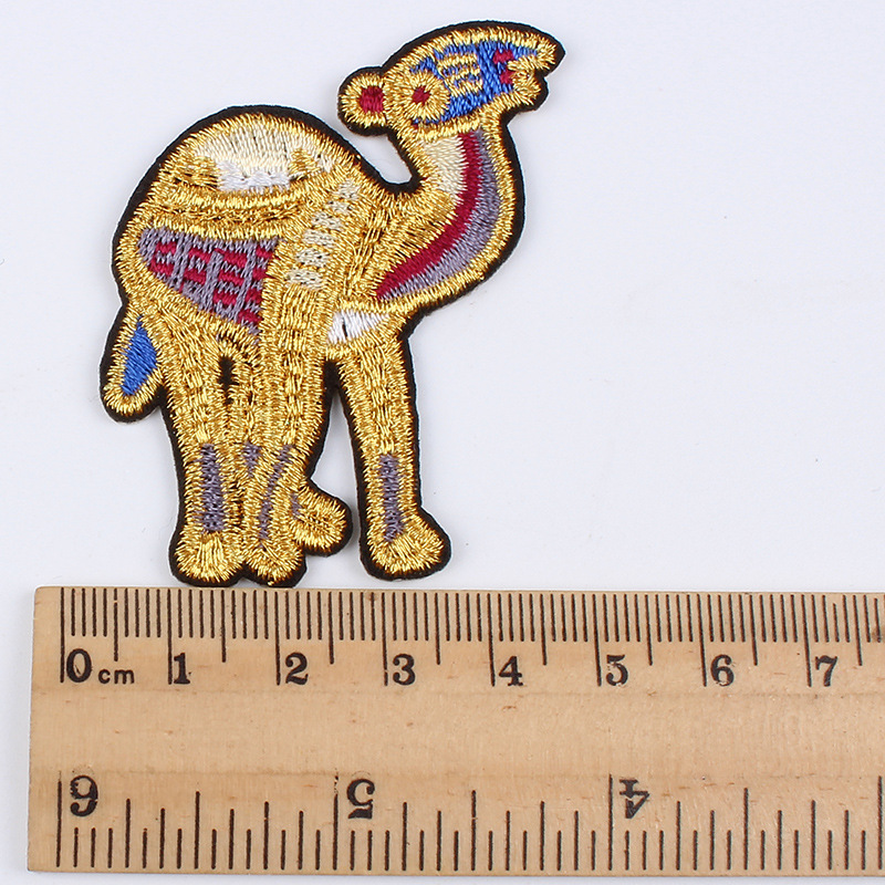 新款现货刺绣布贴沙漠骆驼布贴动物图案补丁贴服装辅料熨烫手工