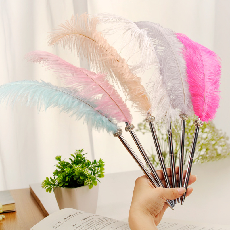 40cm Creative Color Metal Ball Point Pen Feather Pen Wedding Supplies Wedding Vintage Sign-in Pen Wholesale