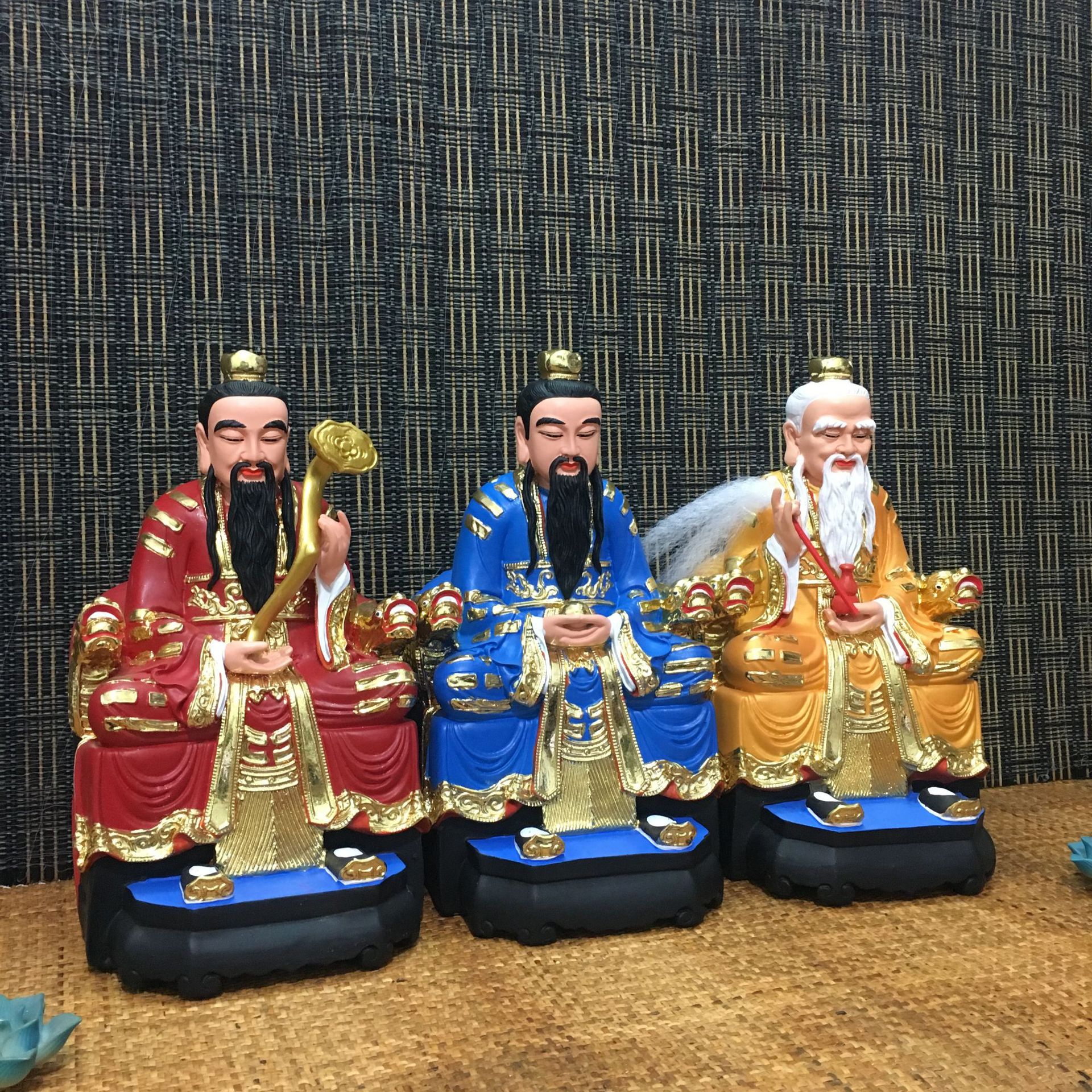 树脂玻璃钢佛像寺庙祠堂工艺品摆件批发 极彩三清道祖佛像组合
