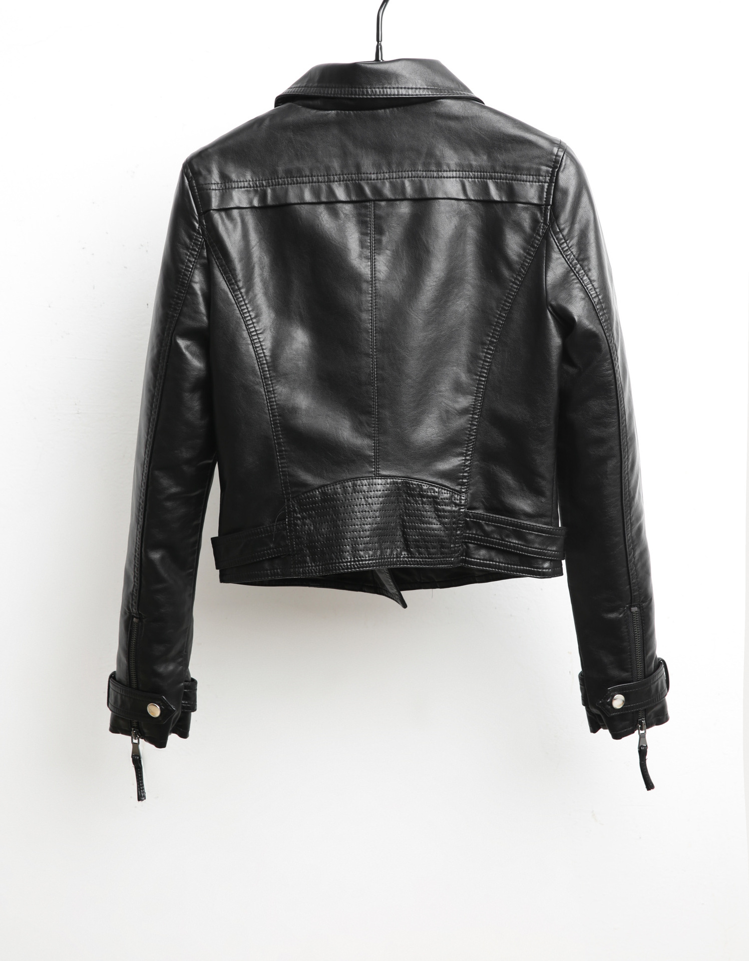 春秋短款翻领时尚水洗皮pu皮衣女修身外套 ph8116