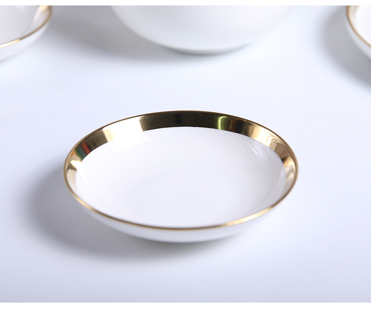 陶瓷小吃碟子北欧金边味碟创意汉碟家用调料碟陶瓷餐具碗盘碟定制